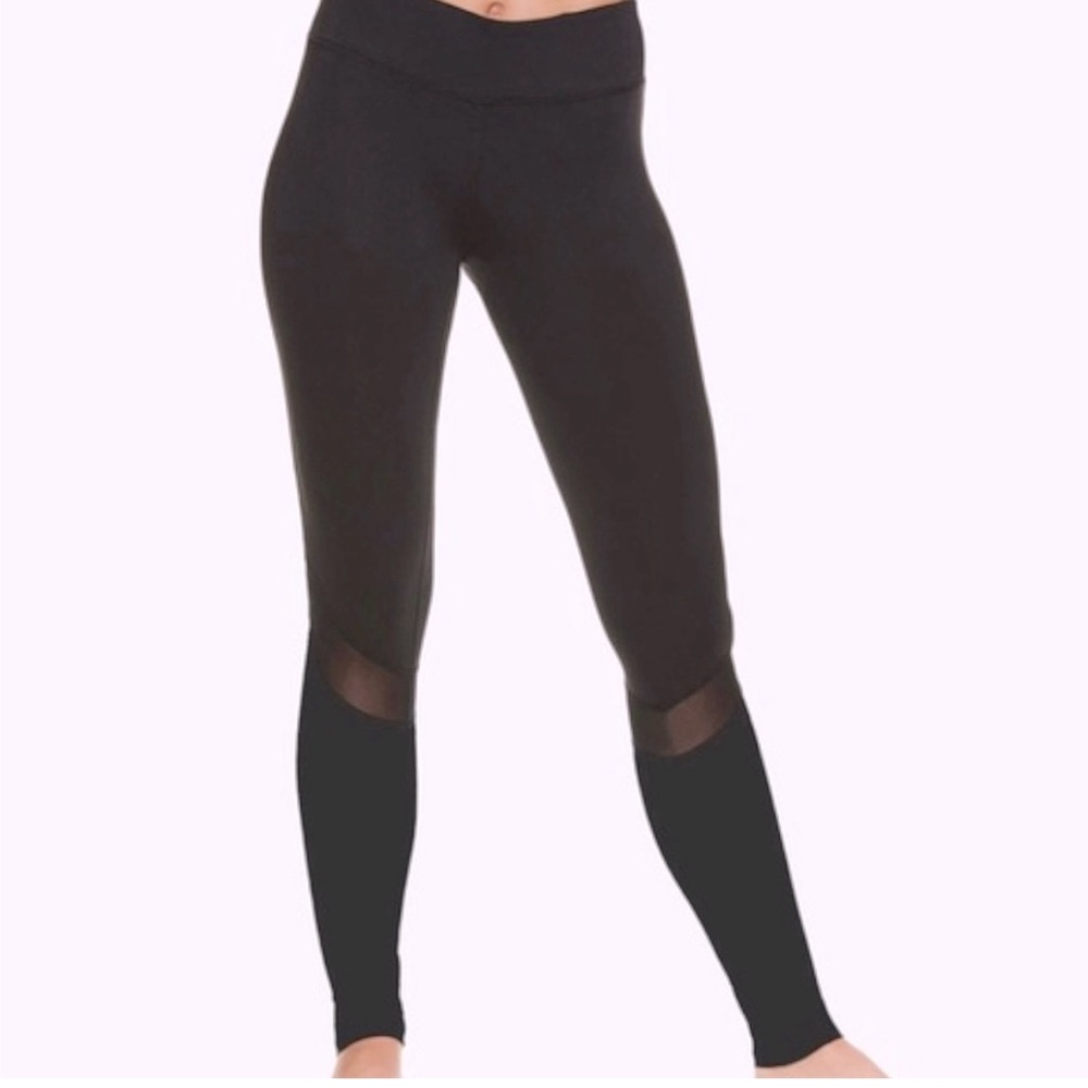 Gaiam black yoga leggings with mesh inserts. Size Medium